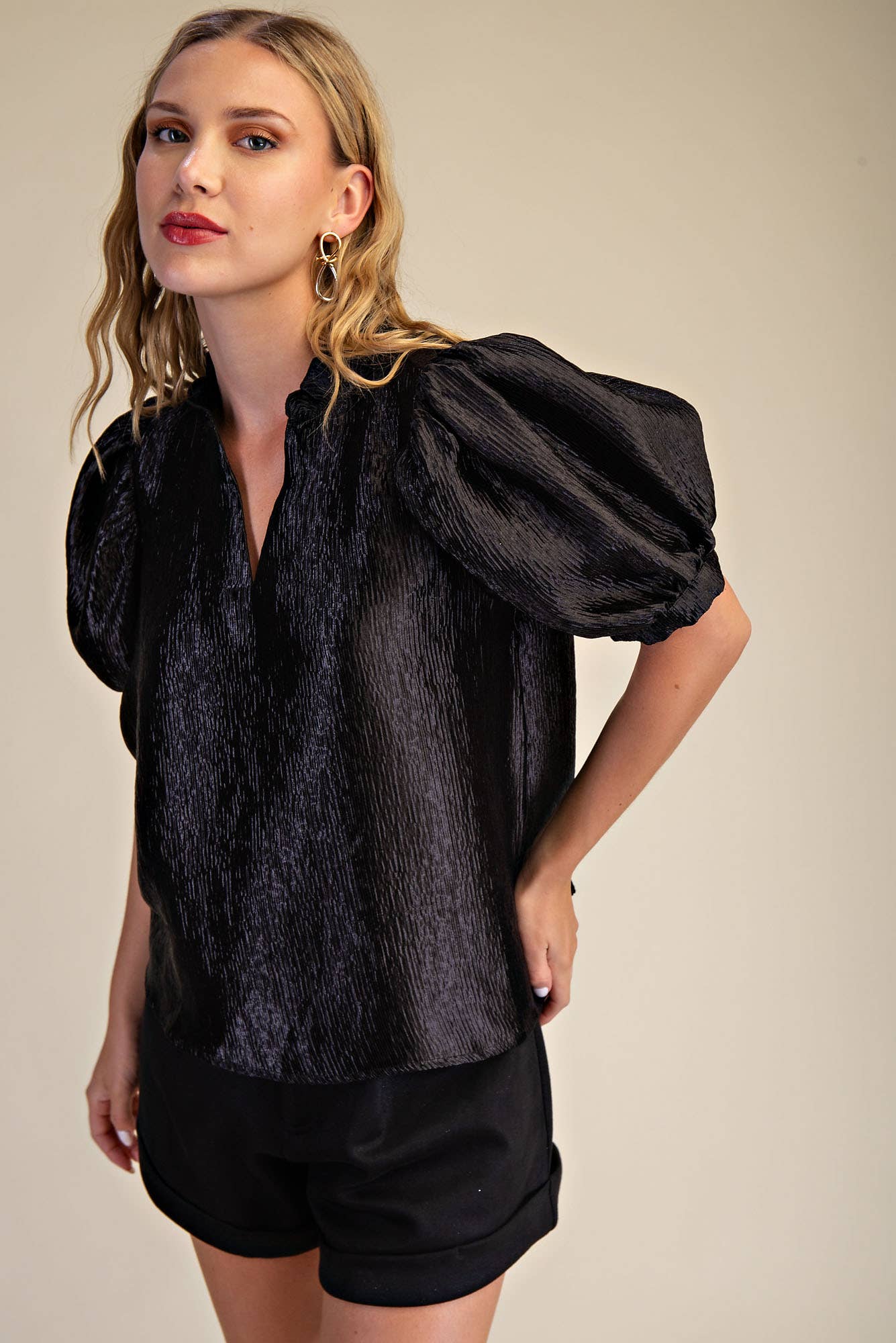 Puff Sleeve Top: Teal