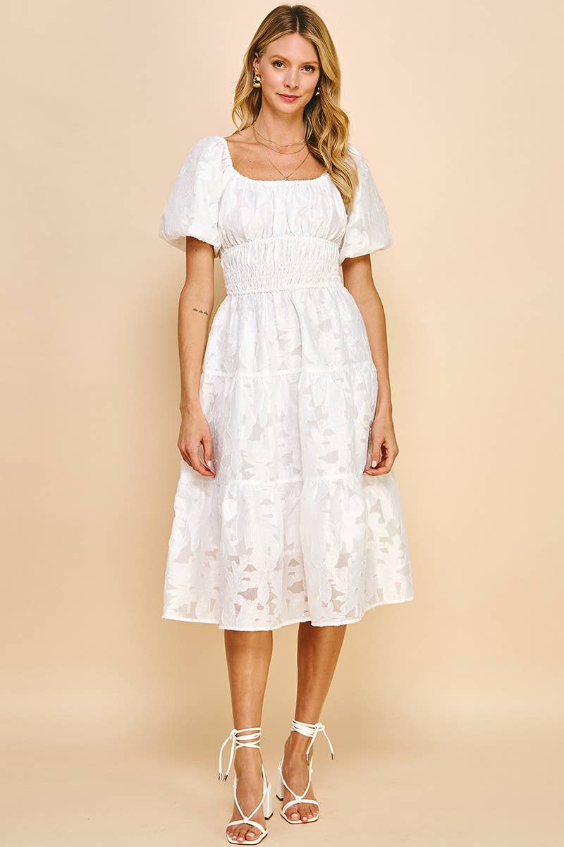 Lace Midi Dress - White