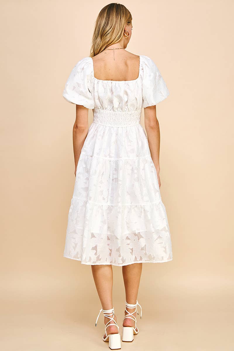 Lace Midi Dress - White