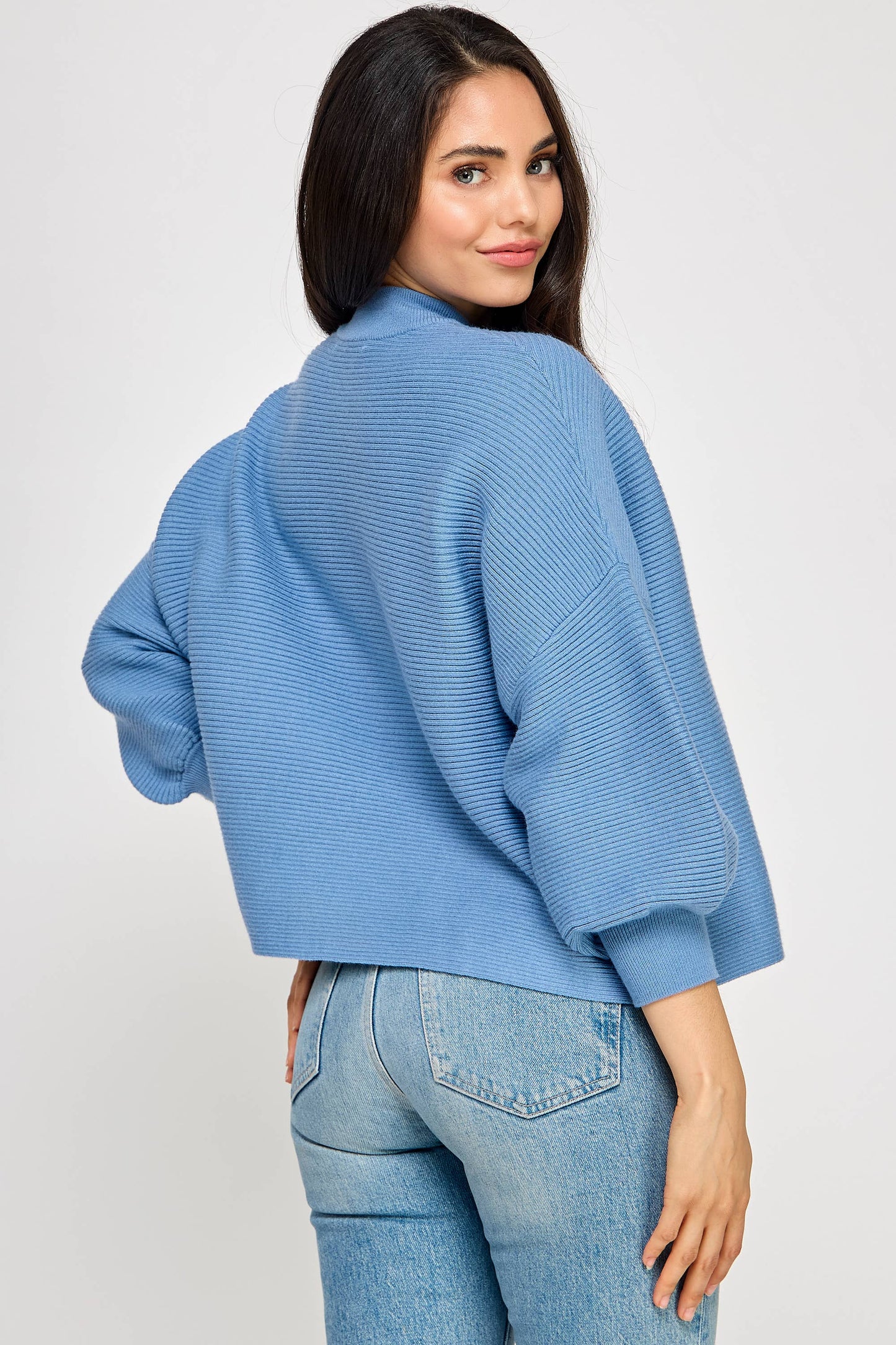 Balloon Sleeve Sweater - Azure