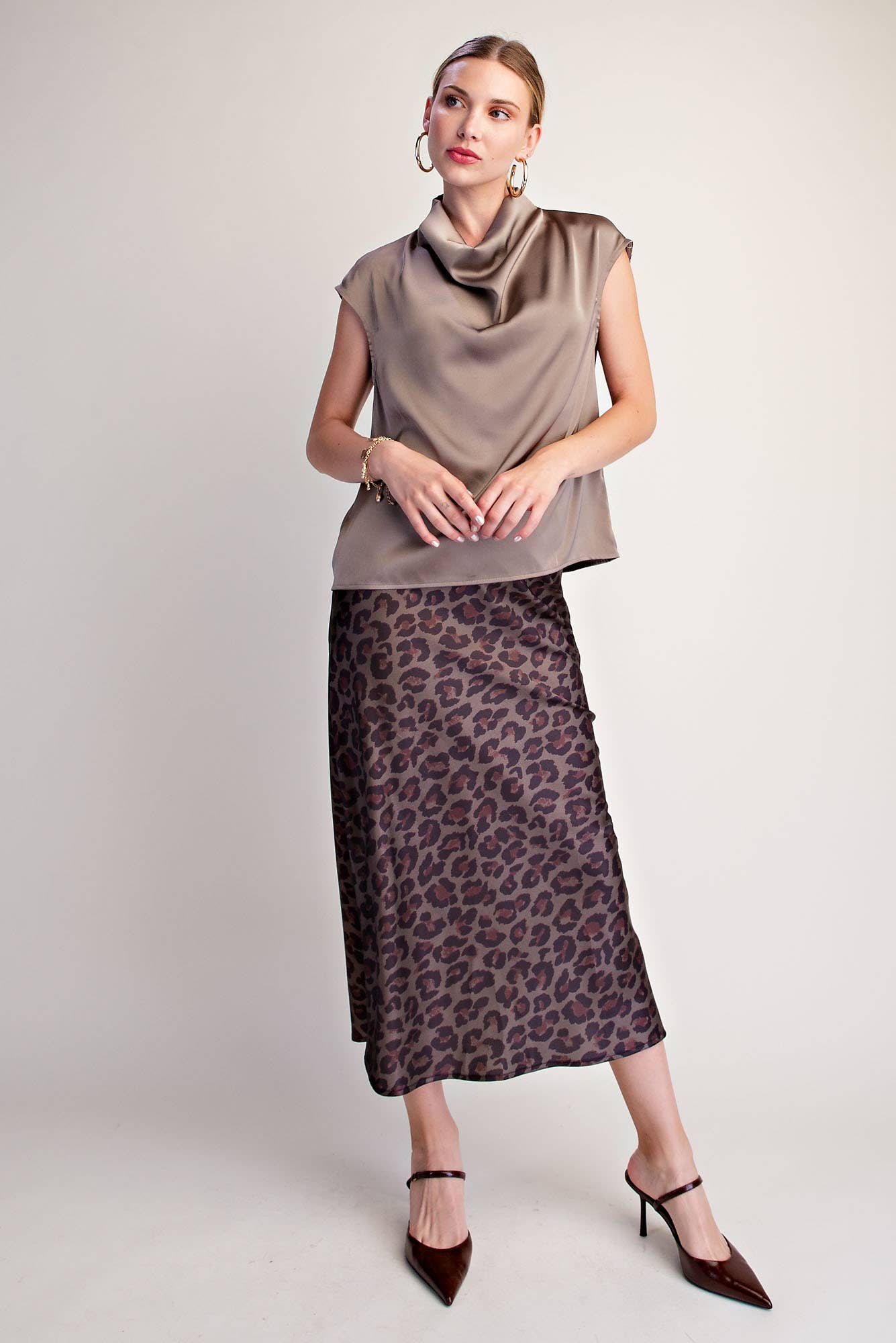 Cowl Neck Top : Mocha
