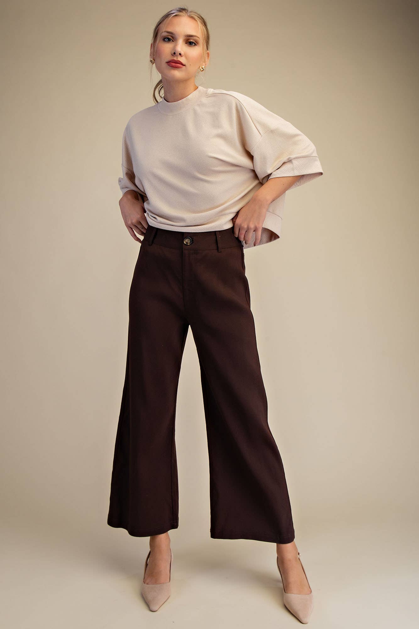 High Waist Pants: Brown