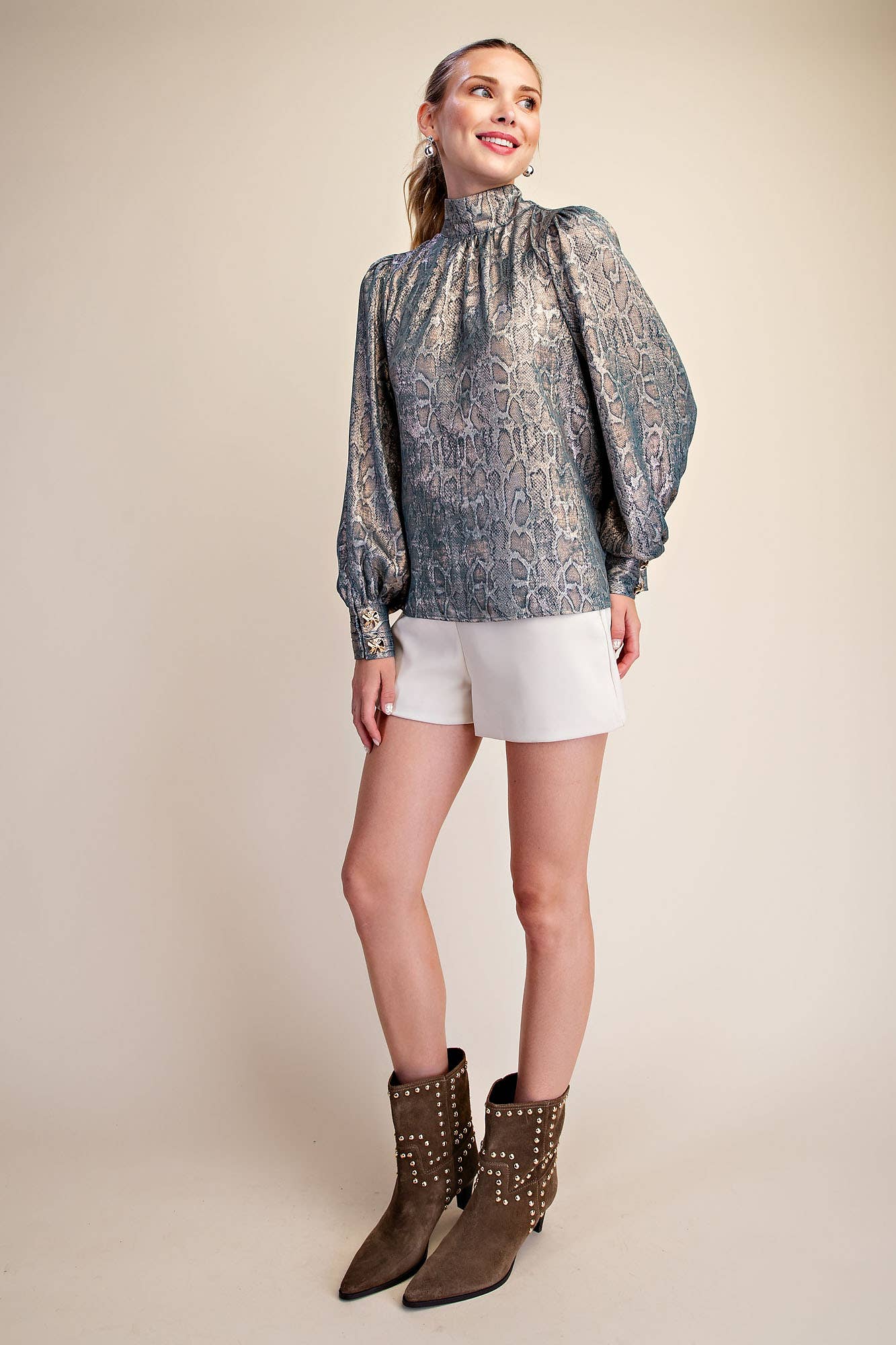 The Sassy Satin Blouse -  Turquoise