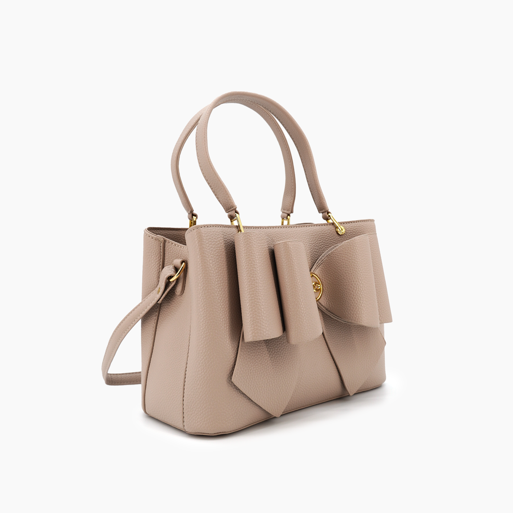 Jesse Bow Crossbody Handbag: Beige