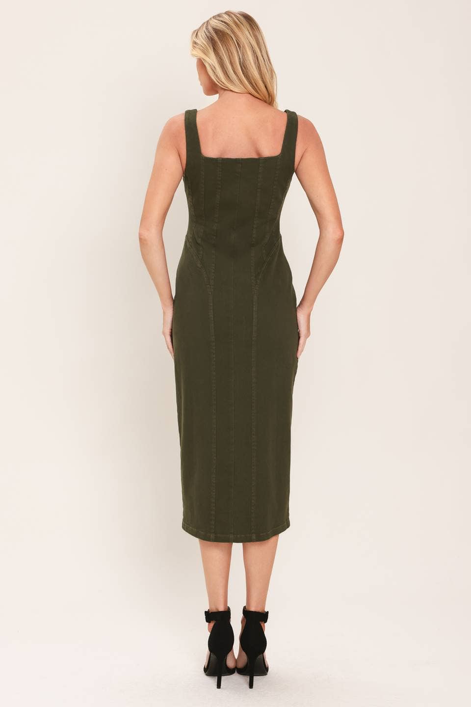 Twill Midi Dress - Olive