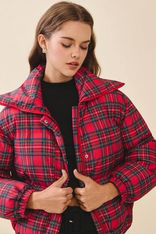 Plaid Puffer Jacket
