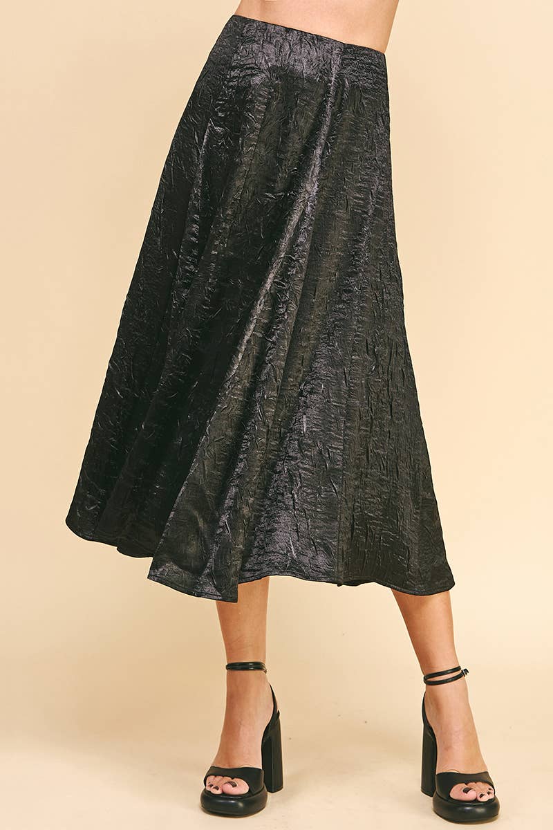 Textured Satin Skirt - Black