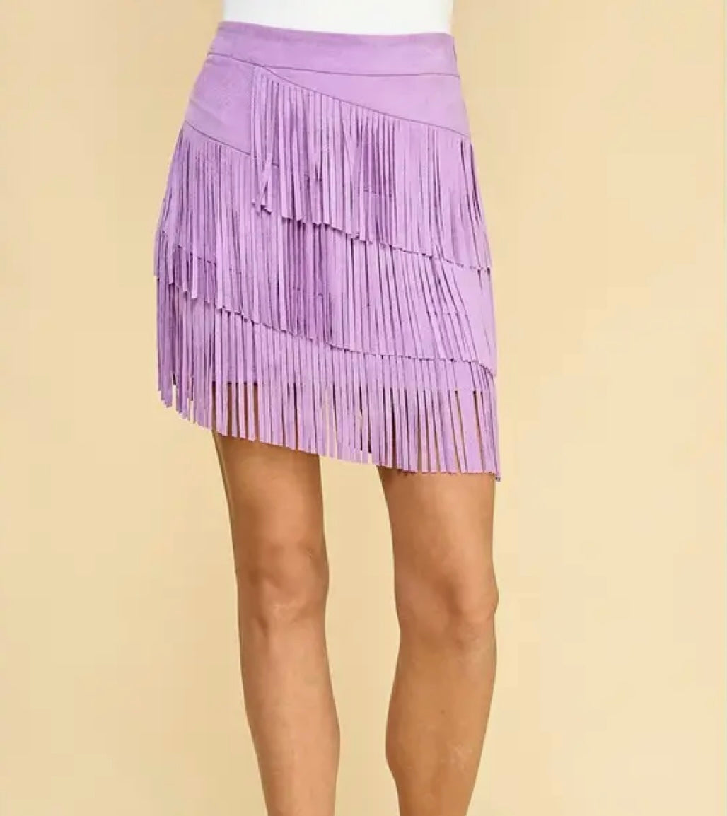 Lavender Haze Fringe Skirt