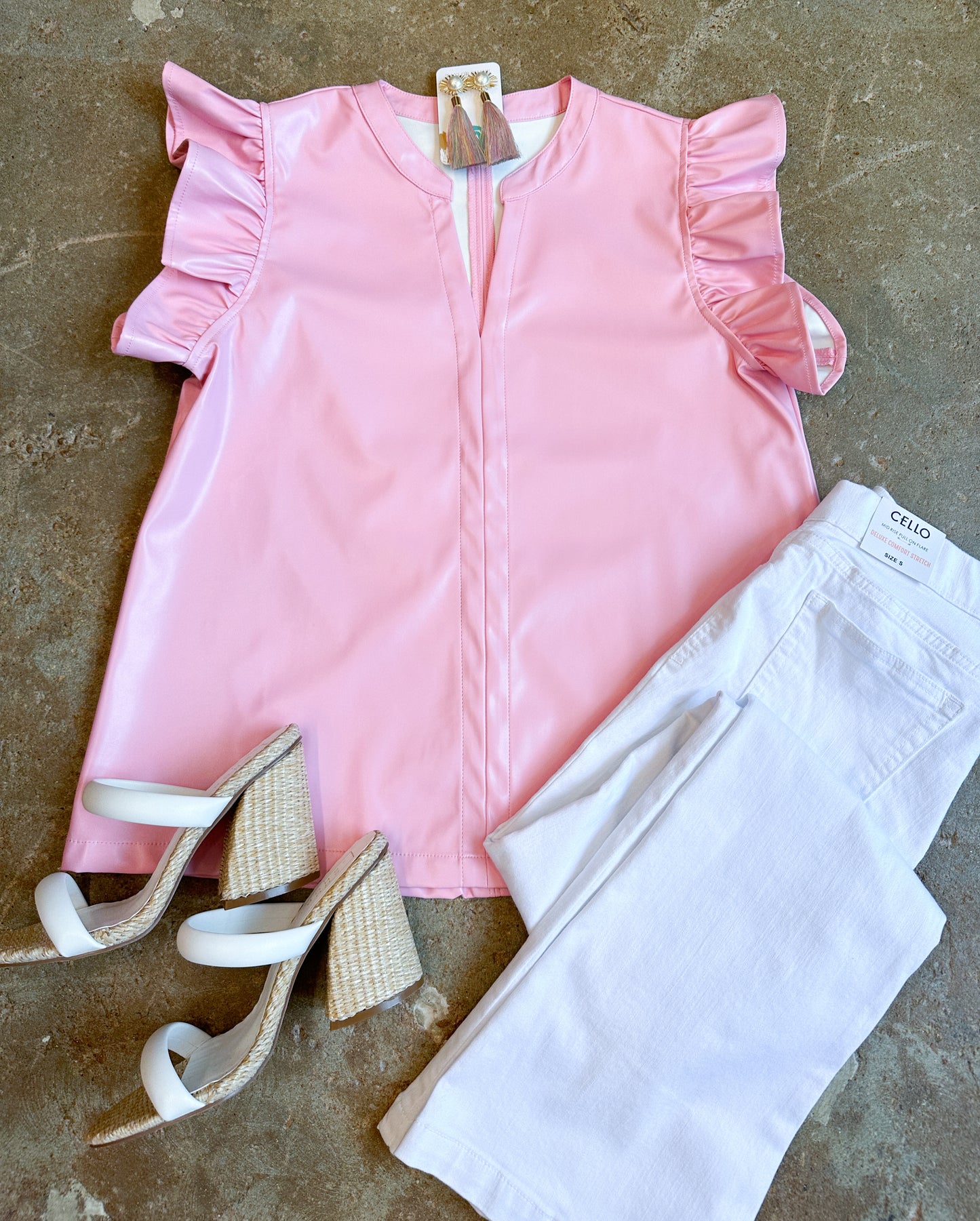 Pink Faux Leather Blouse