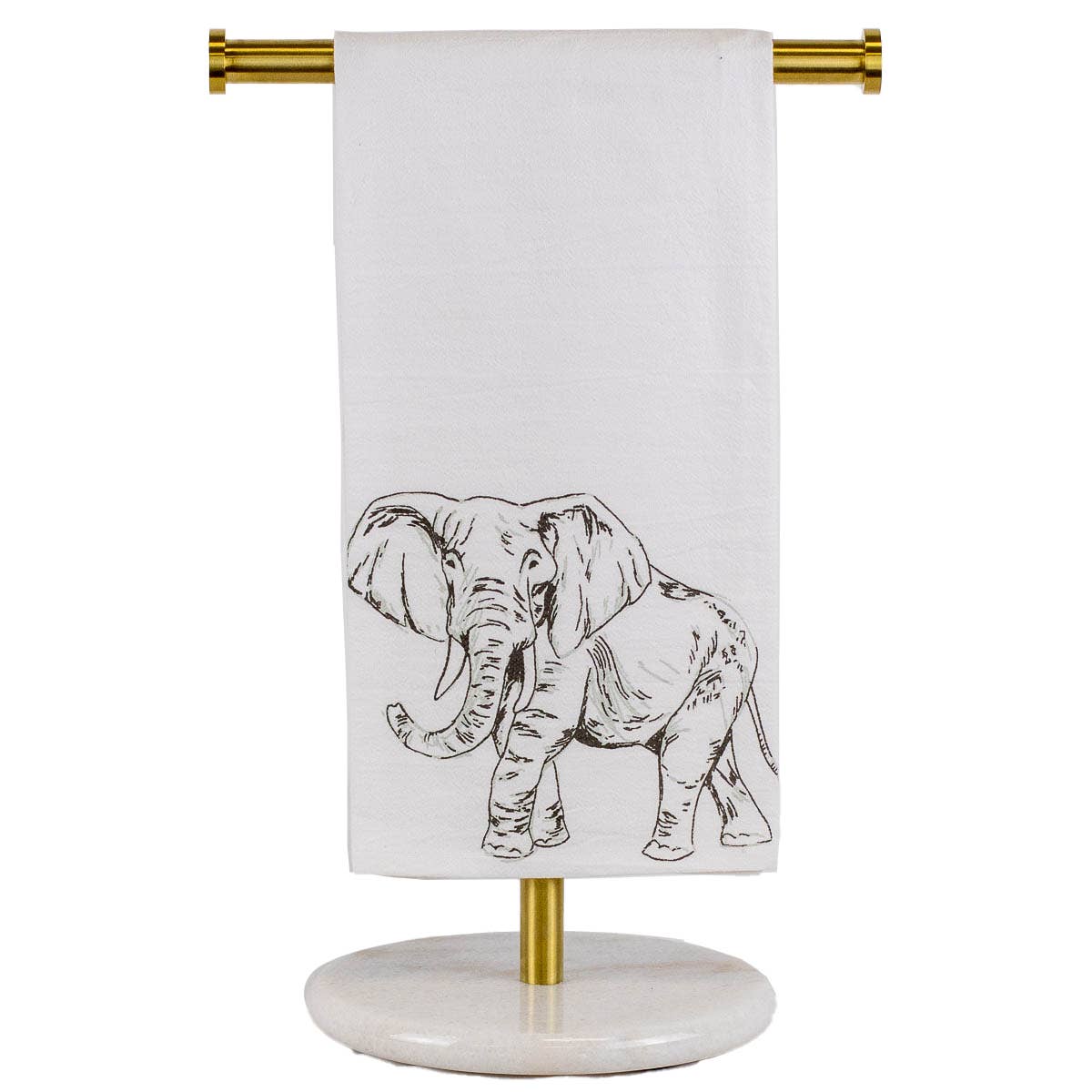 Elephant Pride Flour Sack Hand Towel   White/Gray   20x28