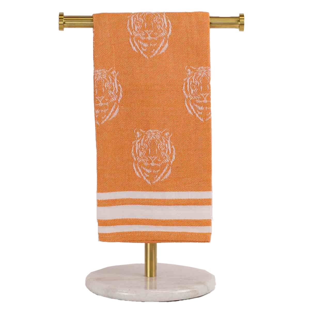 Jacquard Tiger Hand Towel   Orange/White   20x28