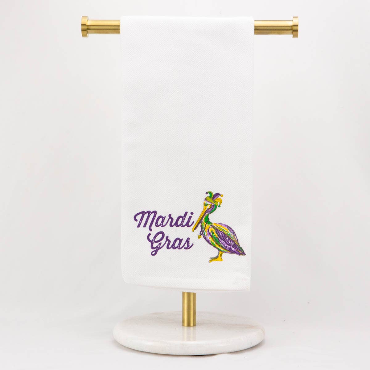 Mardi Gras Pelican Hand Towel