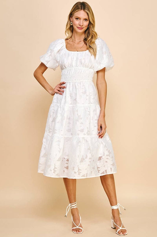 Lace Midi Dress - White
