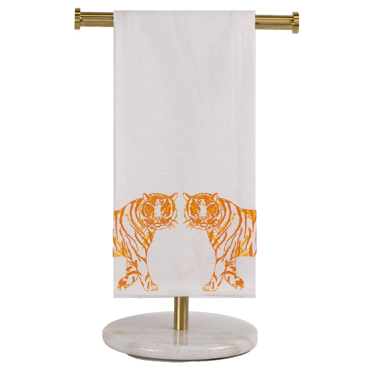 Tiger Walk Flour Sack Hand Towel   White/Orange   20x28