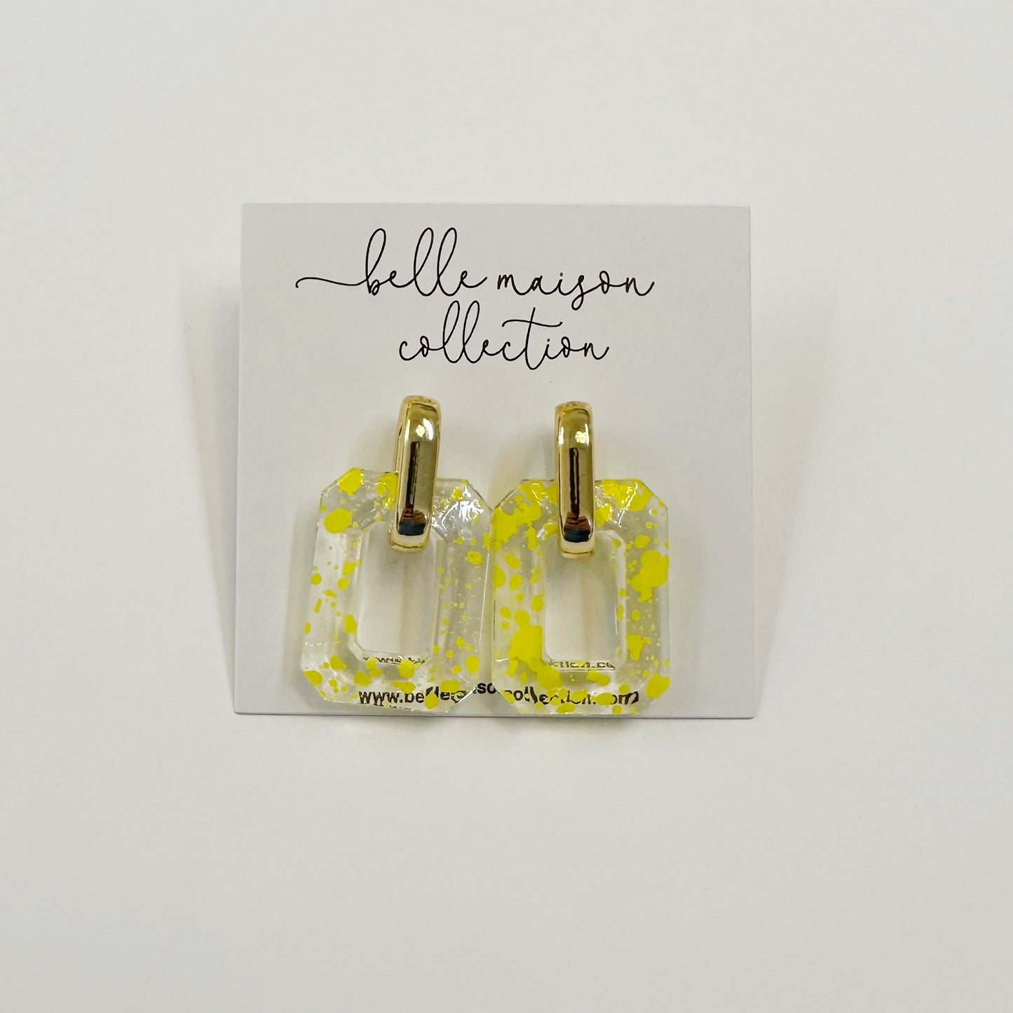 Dotted Link Earrings - Yellow